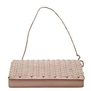 J Francis clutch purse white satin w silver beading accent